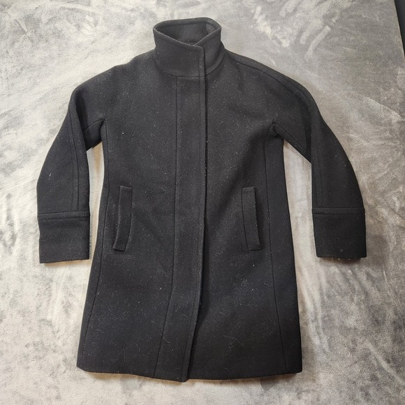 J. Crew Factory Jackets & Blazers - J Crew Coat Womens 4 Black City Italian Stadium Cloth Wool Blend Nelli Gori